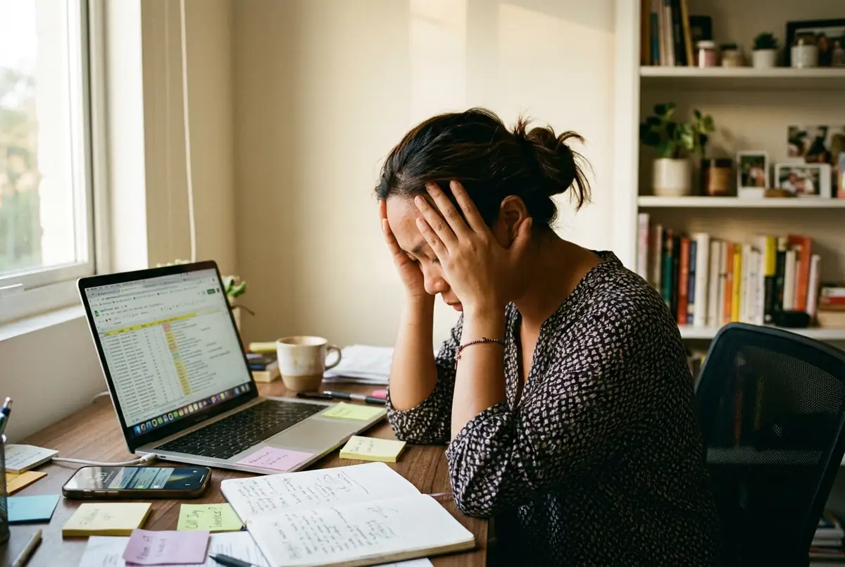 A coach staring at their screen — too many tabs, too many leads slipping through